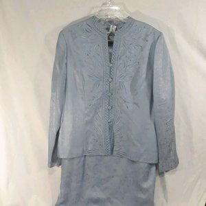 Drapers & Damons Womens Skirt Suit Sz 16 Silk Blue